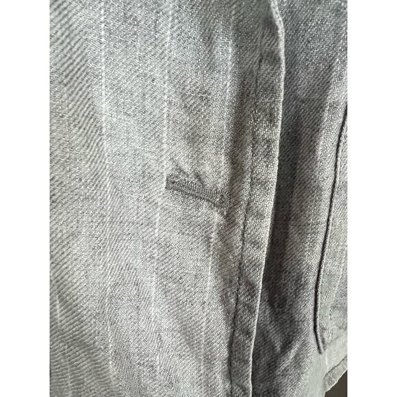 Sibel Saral Women’s Linen Jacket Blazer Gray Pinstripe Slit Back Pockets Sz M - Picture 4 of 9